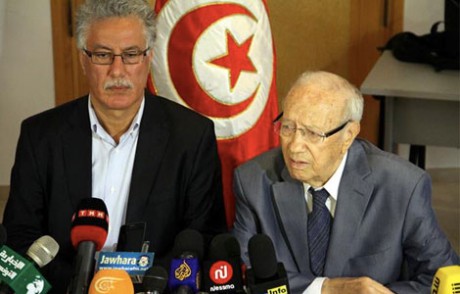 Hamma Hammami  (Frente Popolar) et Beji Caid Essebsi (Nidé Tunis)