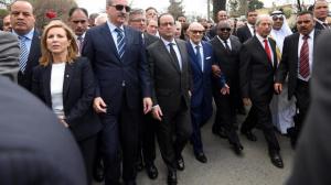 Il presidente beji Caid Essebsi con altri capi di Stato alla marcia contro il terrorismo del 29 marzo 2015 Crédit photo : Direct matin.fr